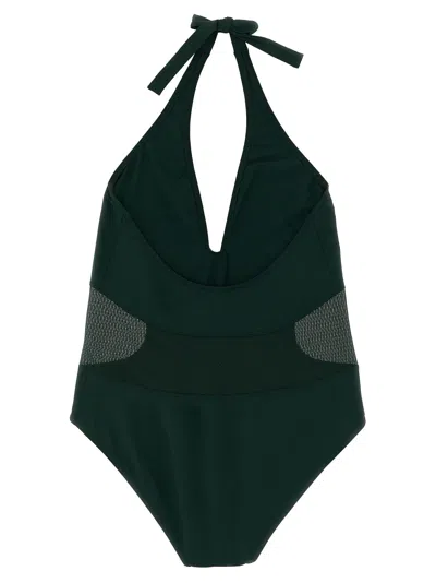 Eres Couture Bow-detailed Halterneck Swimsuit In Green