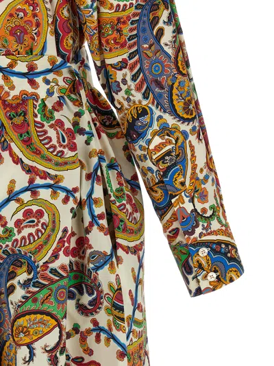 Etro Belted Paisley-print Cotton-voile Midi Shirt Dress In Multi