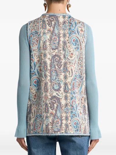 Etro Jacquard Paisley Floral Stretch Cotton Vest In Multi