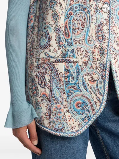 Etro Jacquard Paisley Floral Stretch Cotton Vest In Multi