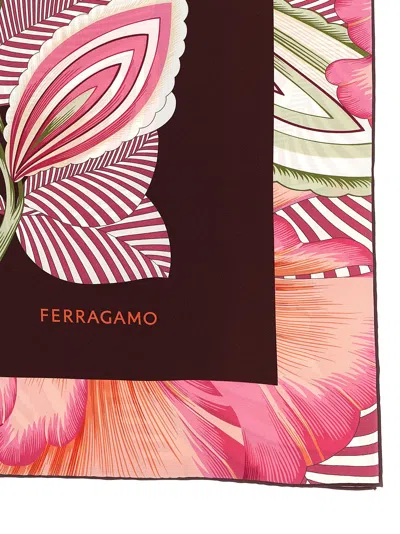 Ferragamo Brezza Square Scarf Bold Floral Pattern In Multi