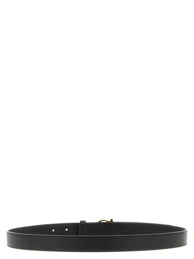 Ferragamo Black Gancini Solid Belt In Black