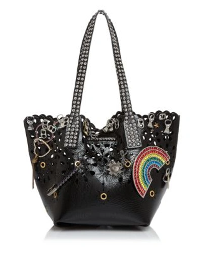 Marc Jacobs Wingman Laser Cut Embellished Patent Leather Tote In Black