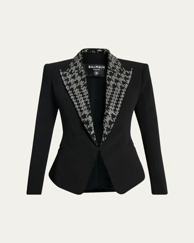Balmain Embroidered Lapels Single-breasted Jacket In Black
