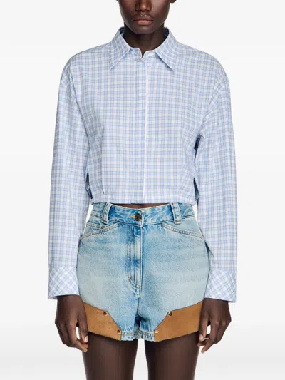 Sandro Check-pattern Shirt In Blue