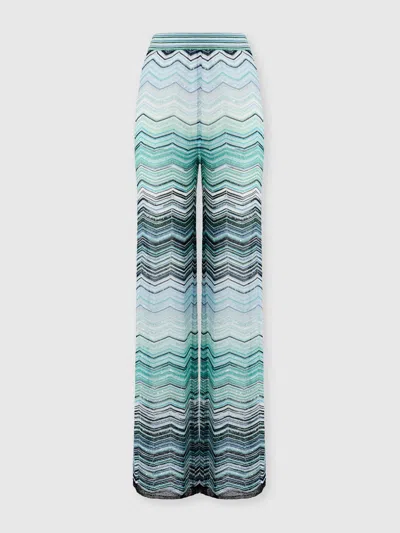 Missoni Chevron-pattern Trousers In Blue