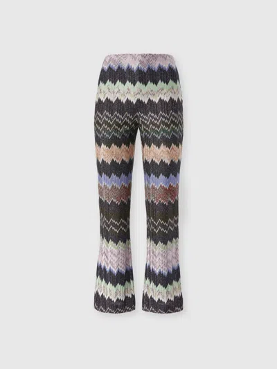 Missoni Zigzag Flared Trousers Textured Metallic Threads In Multi
