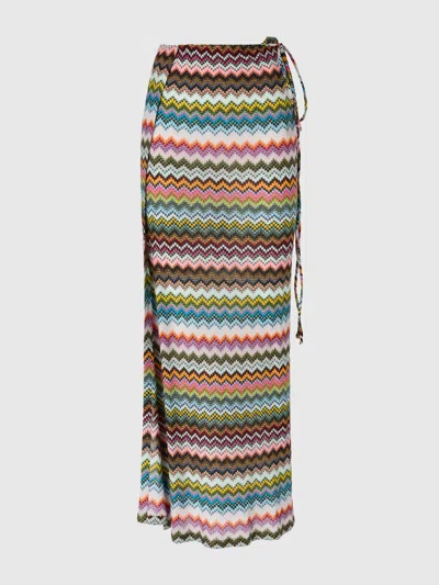 Missoni Mare Striped Metallic Crochet-knit Maxi Wrap Skirt In Multi