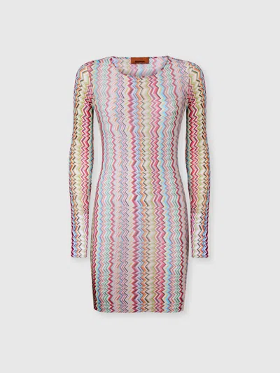 Missoni Long-sleeve Zigzag Printed Tulle T-shirt In Multi
