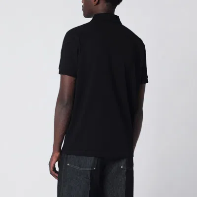 Moncler Polo T-shirt With Logo-patch In Black