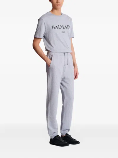 Balmain Logo-print Drawstring Track Pants In Gray