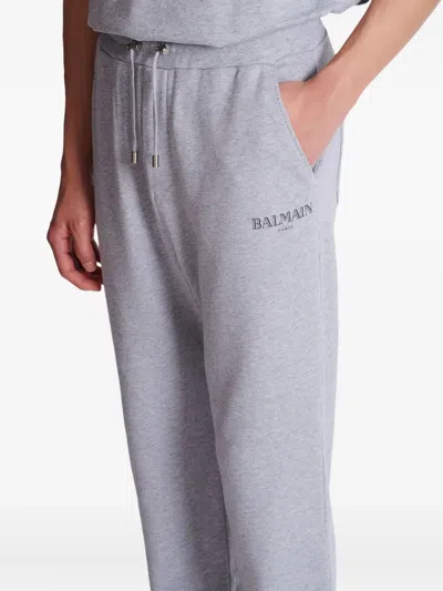 Balmain Logo-print Drawstring Track Pants In Gray