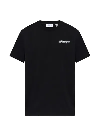 Off-white Crew-neck Cotton T-shirt With Contrasting Logo In Black
