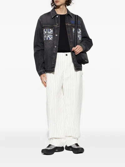 Off-white Crew-neck Cotton T-shirt With Contrasting Logo In Black