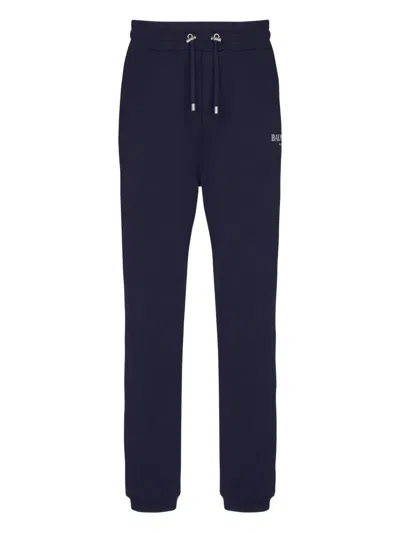 Balmain Logo Printed Elasticated Waistband Track Pants In Blue