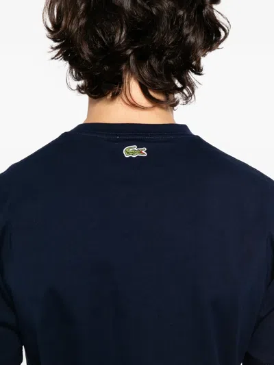 Lacoste Logo-embroidered T-shirt In Blue