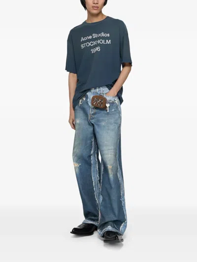 Acne Studios Logo-print T-shirt In Blue