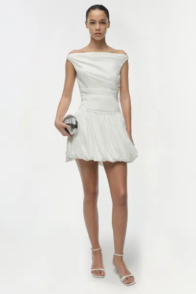 Simkhai Women's Salina Poplin Boatneck Bubble Mini Dress In White
