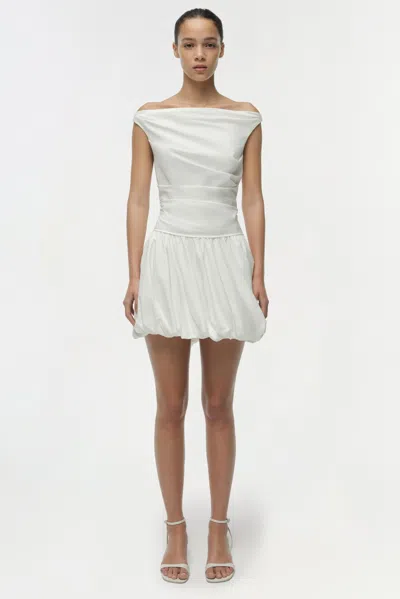 Simkhai Women's Salina Poplin Boatneck Bubble Mini Dress In White