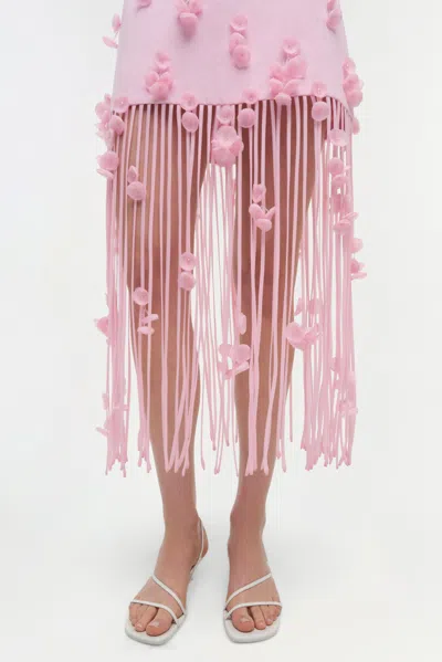 Simkhai Juliana Embellished Fringed Linen-blend Midi Dress In Pink