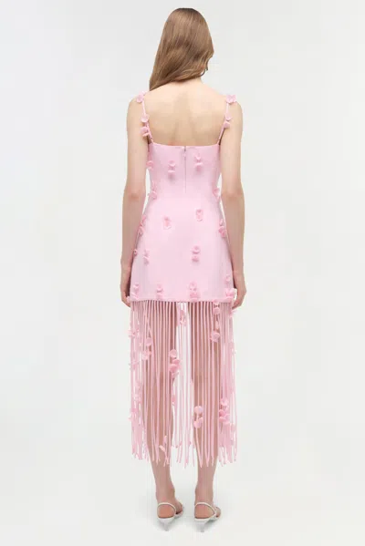 Simkhai Juliana Embellished Fringed Linen-blend Midi Dress In Pink