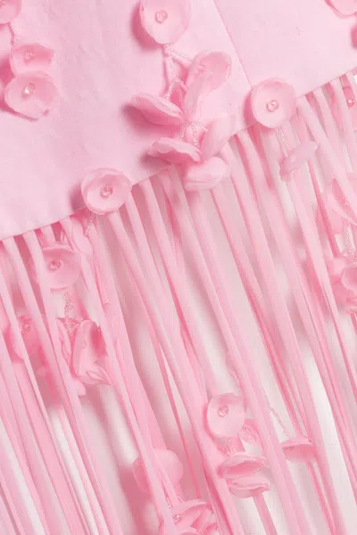 Simkhai Juliana Embellished Fringed Linen-blend Midi Dress In Pink