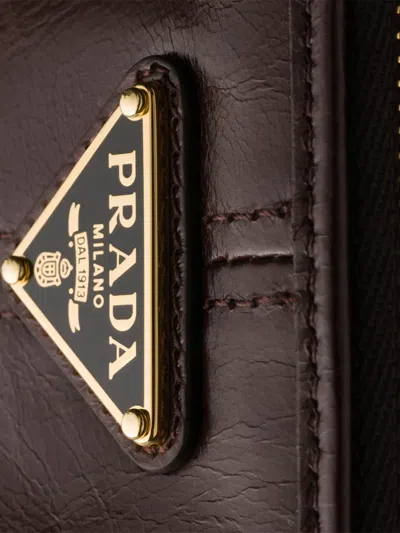 Prada Leather Pouch In Brown
