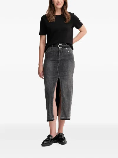 Gaudì Stud-embellished Split Skirt In Black
