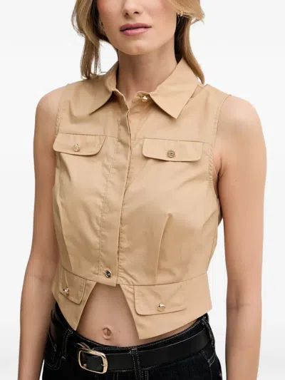 Gaudì Buttoned Sleeveless Top In Neutral
