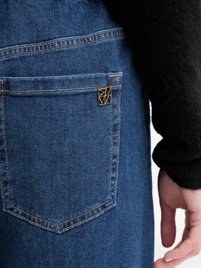Mos Mosh Vasco Drawstring Wide Jeans In Blue