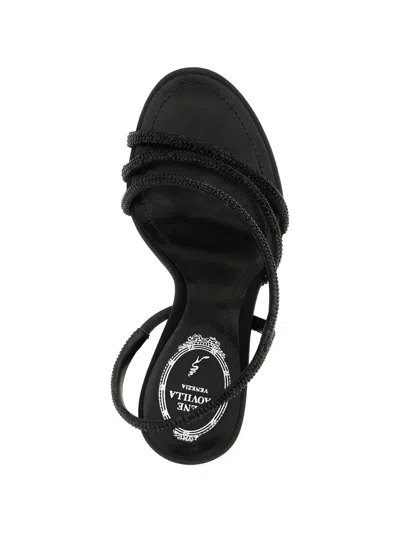 René Caovilla Erin Sandals Open Toe Textured Straps In Black