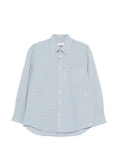 Dunst Oversized Light Blue Check Shirt Women In Blue