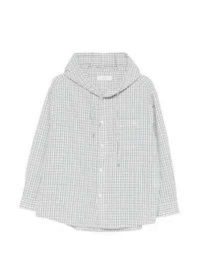 Dunst Hooded Checked-pattern Shirt In Gray
