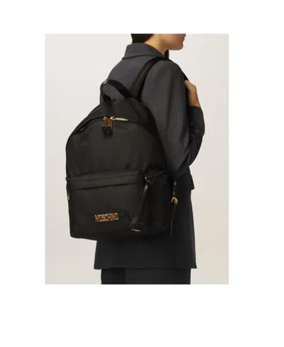 Moschino Logo Backpack In Black