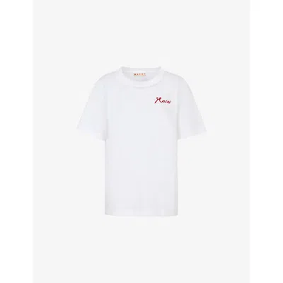 Marni Cotton Logo-print Short-sleeve T-shirt In White