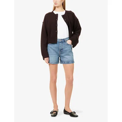 Frame Womens Tempo The Everyday High-rise Denim Shorts In Blue