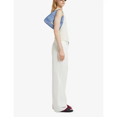 Marni Womens 00w01 Logo-patch Relaxed-fit Cotton Gabardine Cargo Trousers In White