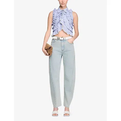 Sandro Striped-pattern Ruffled Blouse In Multi