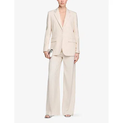 Sandro Birkin Striped Tailored Jacket In Neutral