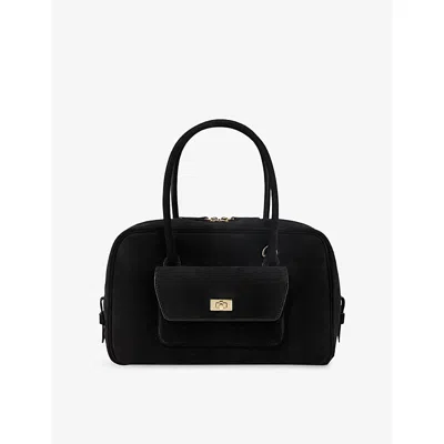 Sandro Womens Black Ezmeh Suede Top-handle Bag In Black