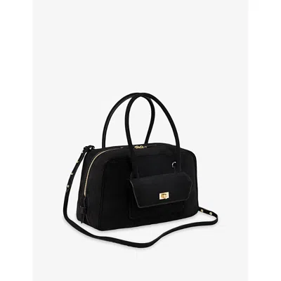 Sandro Womens Black Ezmeh Suede Top-handle Bag In Black
