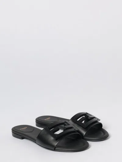 Fendi Wide-band Slide Sandals With Ff Baguette Motif In Multi