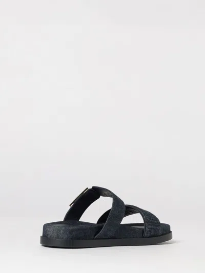 Fendi Double-band Embroidered Slides With Decorative Buckle In Multi