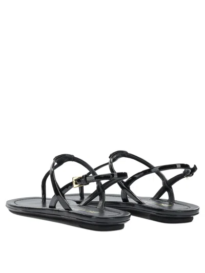 Prada Triangle Logo Patent Leather Thong Sandals In Multi