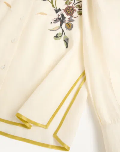 Valentino Garavani Floral Embroidery Shirt Shirt And Blouse Beige In Brown