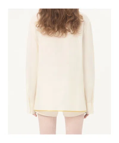 Valentino Garavani Floral Embroidery Shirt Shirt And Blouse Beige In Brown