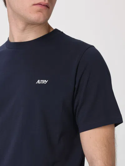 Autry T-shirt With Logo Embroidered On The Front In Blue