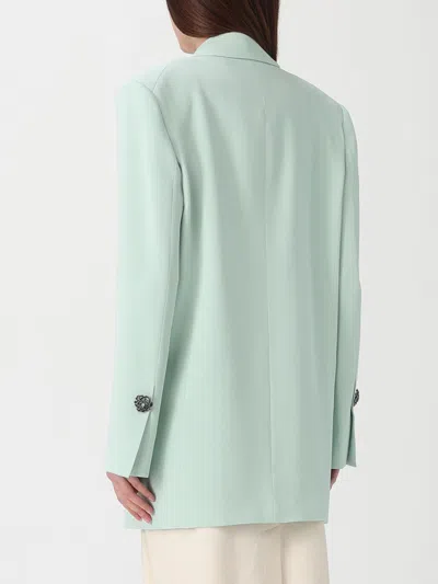 Pinko Green Solid Peak Lapel Blazer In Green