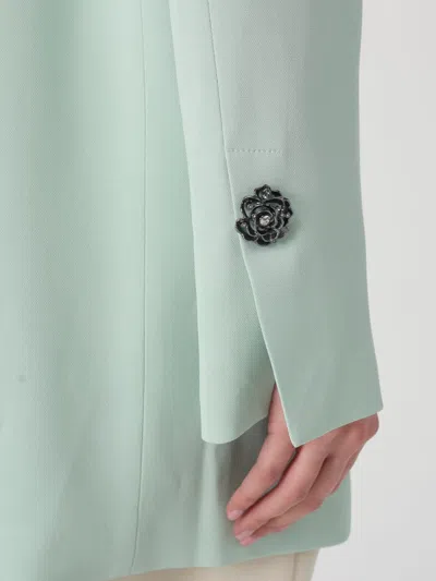 Pinko Green Solid Peak Lapel Blazer In Green