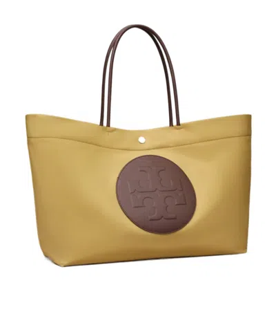 Tory Burch Ella Twist Nylon Shoulder Bag With Maxi Logo Patch On The Front In Neutral